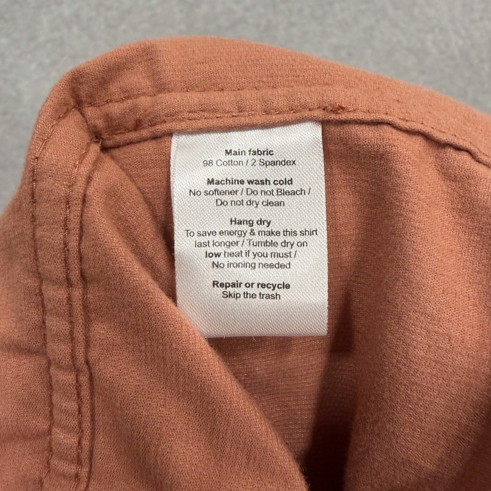 Poncho Shirt Mens XL Slim Fit Burnt Orange Pearl Snap Corduroy Long Sleeve - Picture 10 of 13
